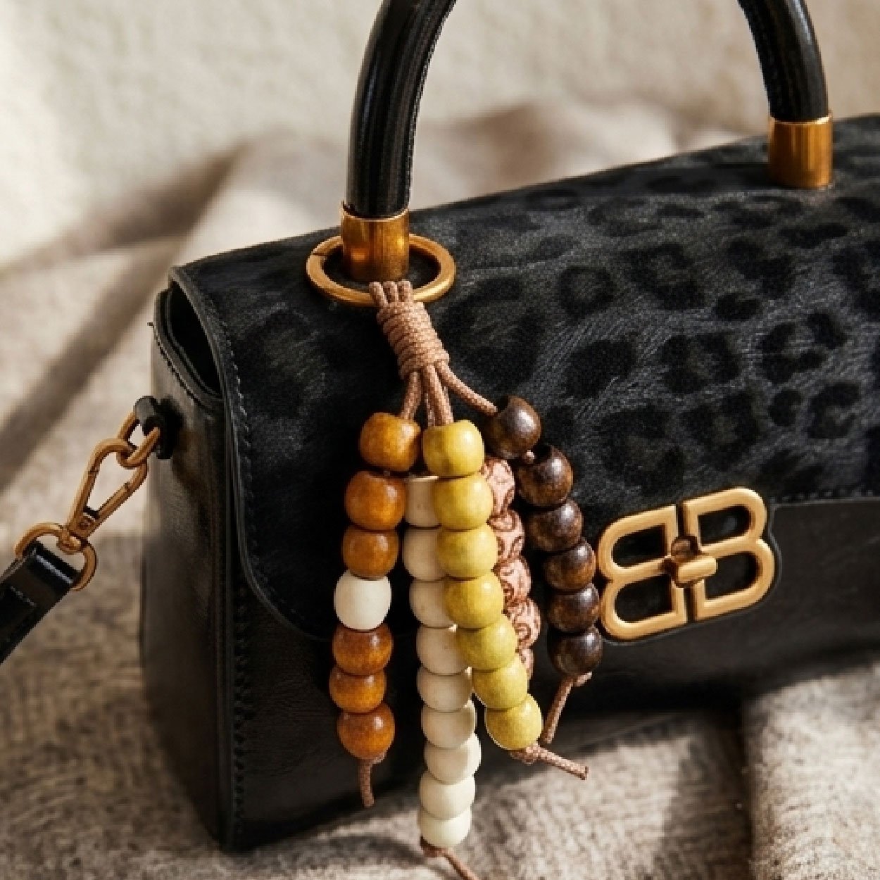 01-43 Signature Leopard-Print Mini Satchel-Black Leopard - Image 1