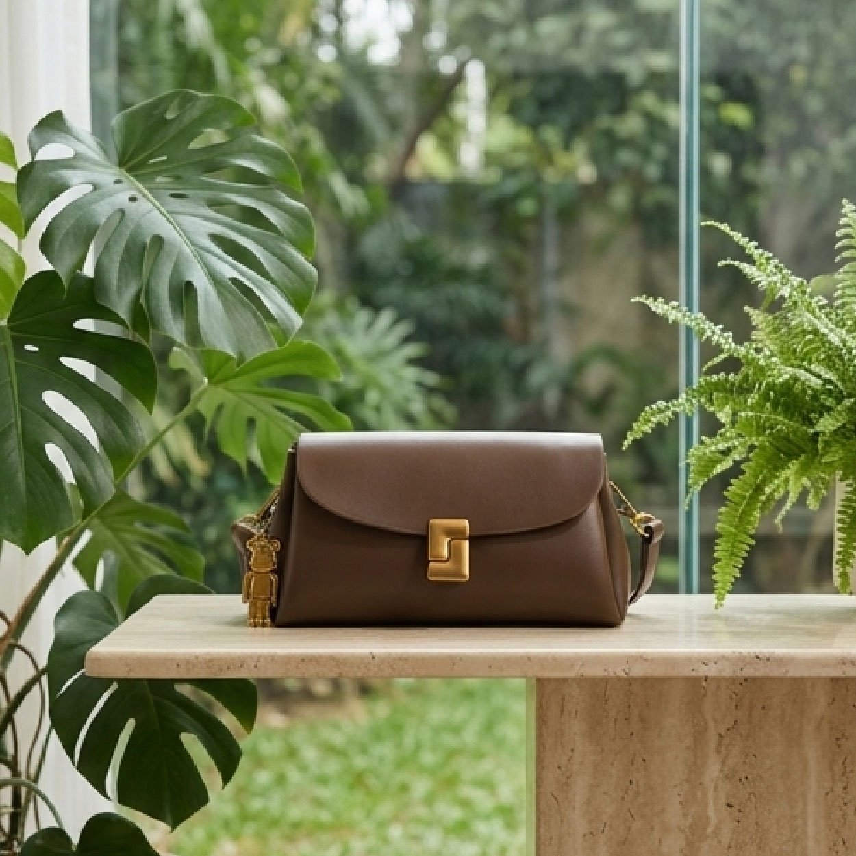 02-37 Minimalist Charm Saddle Bag- Espresso - Image 1
