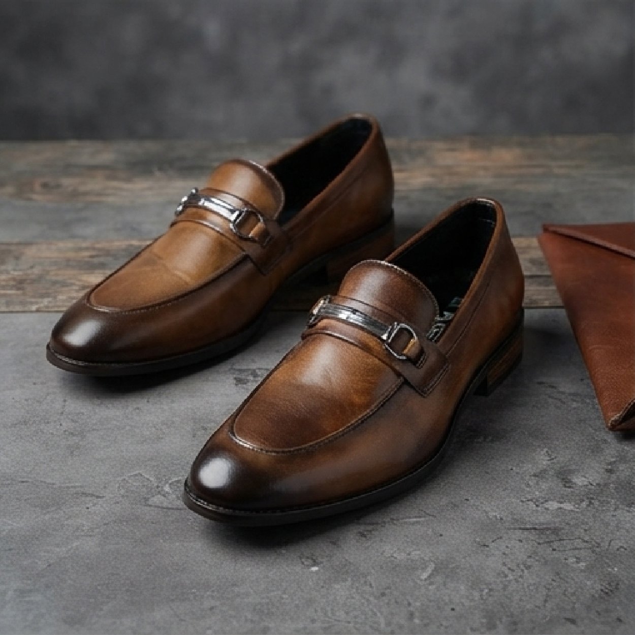 001-132 El Paso Classic Metal-Accented Loafers-Burnished Brown - Image 1