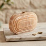 Art Deco Marble-Effect Acrylic Clutch-Soft Beige Marble