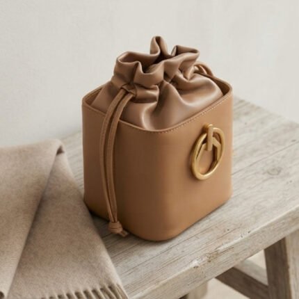 Modern Minimalist Drawstring Bucket Bag-Warm Tan