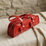 Bow-Embellished Patent Barrel Handbag-Glossy Red