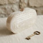 Art Deco Tiered Oval Acrylic Clutc-Pearlescent White