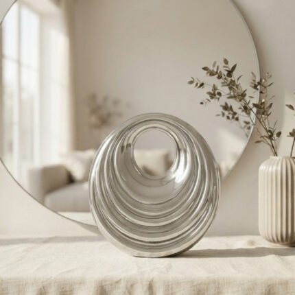 Wave Sculptural Crescent Bag-High-Shine Silver
